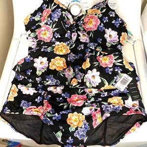 Torrid 2 Piece Peplum Floral High Waisted Swim Suit